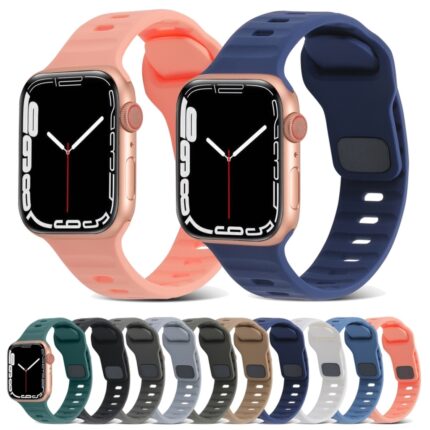 Pulseira NSmart em Silicone Rajada compatíveis com Apple Watch 45mm 44mm 42mm 41mm 40mm 38mm