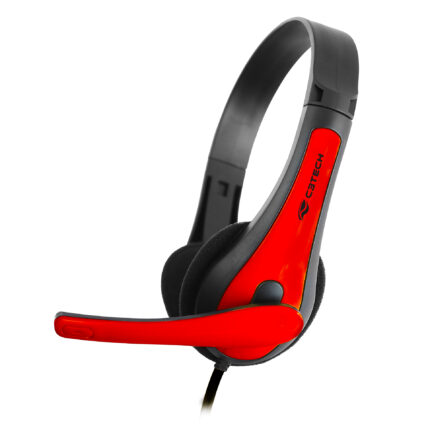 Fone de ouvido Headset  Microfone com Haste Flexível Circumaural (Over-Ear) Preto/Vermelho C3Tech