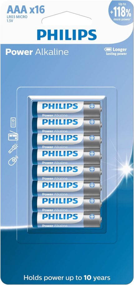 Pilhas Alcalinas AAA PHILIPS Alcalinas Com 16un LR03