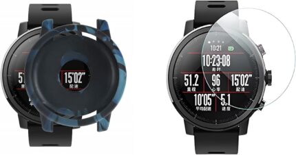 Case bumper de silicone + película compatível com Amazfit STRATOS 2 - 2s