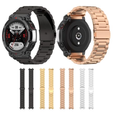 Pulseiras de metal aço 3 elos para Amazfit T-REX 2