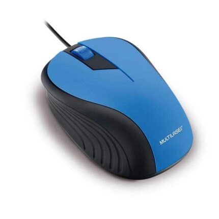 Mouse Com Fio Wave Conexão USB 1200dpi Cabo de 130cm Emborrachada Azul - MO226